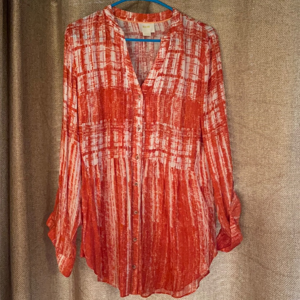 Maeve Orange and white blouse